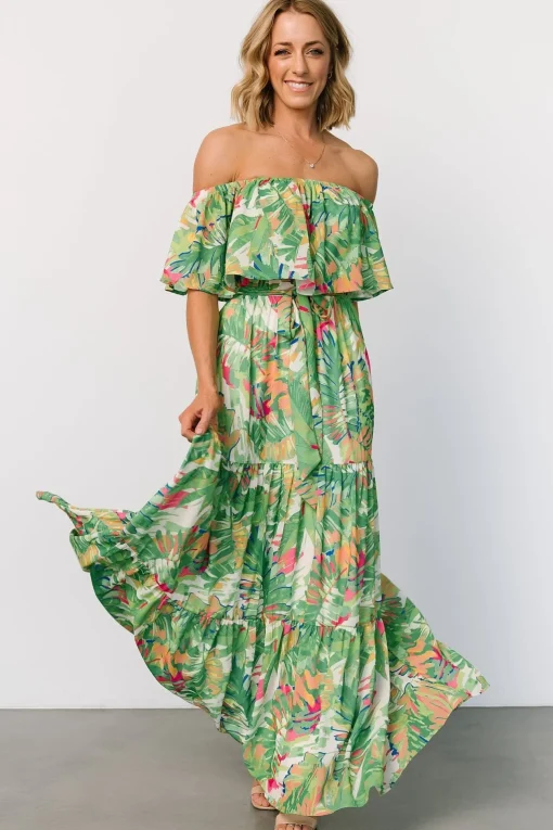 Sonoma Off Shoulder Maxi Dress | Green Multi