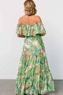 Sonoma Off Shoulder Maxi Dress | Green Multi