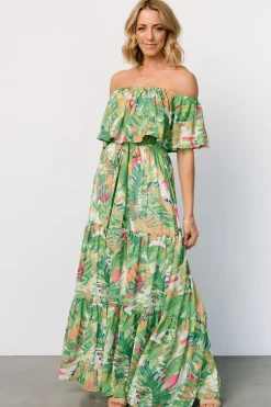 Sonoma Off Shoulder Maxi Dress | Green Multi
