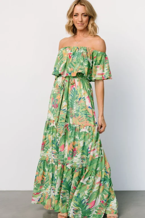 Sonoma Off Shoulder Maxi Dress | Green Multi