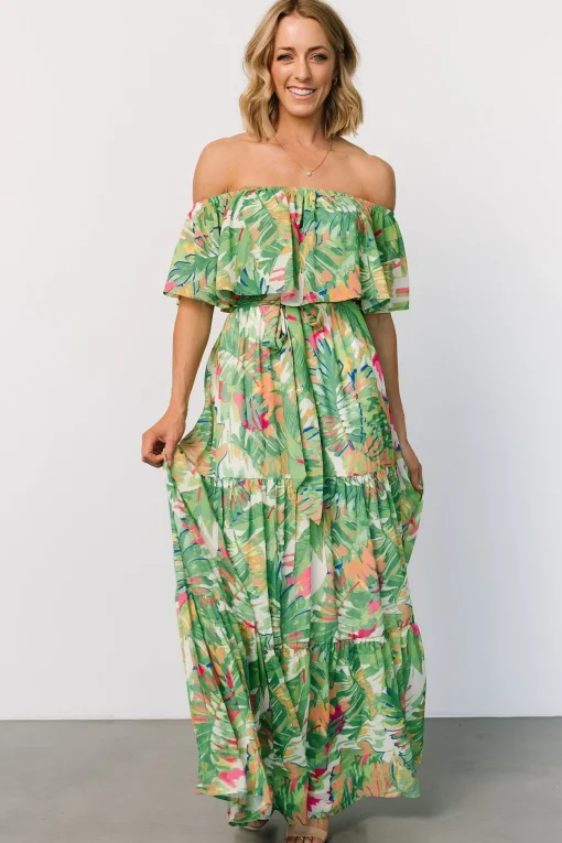 Sonoma Off Shoulder Maxi Dress | Green Multi