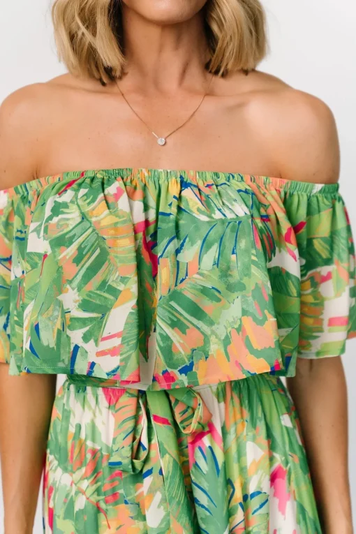 Sonoma Off Shoulder Maxi Dress | Green Multi