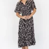 Spell Boho Midi Dress | Black + Taupe Floral