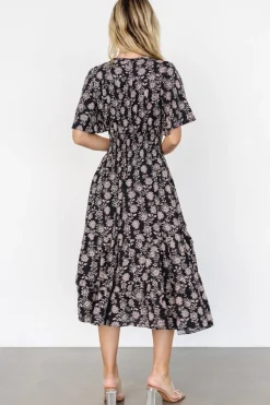Spell Boho Midi Dress | Black + Taupe Floral
