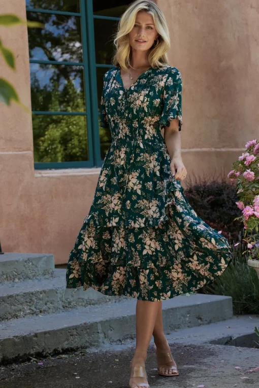 Spell Boho Midi Dress | Topaz + Blush Floral