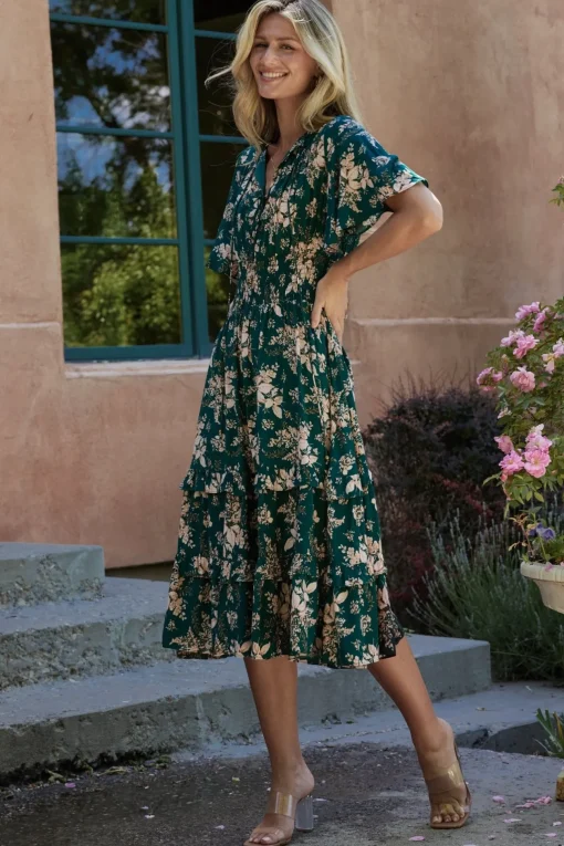 Spell Boho Midi Dress | Topaz + Blush Floral
