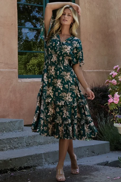 Spell Boho Midi Dress | Topaz + Blush Floral
