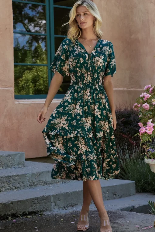 Spell Boho Midi Dress | Topaz + Blush Floral