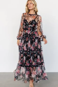 Stephanie Tiered Maxi Dress | Black Floral