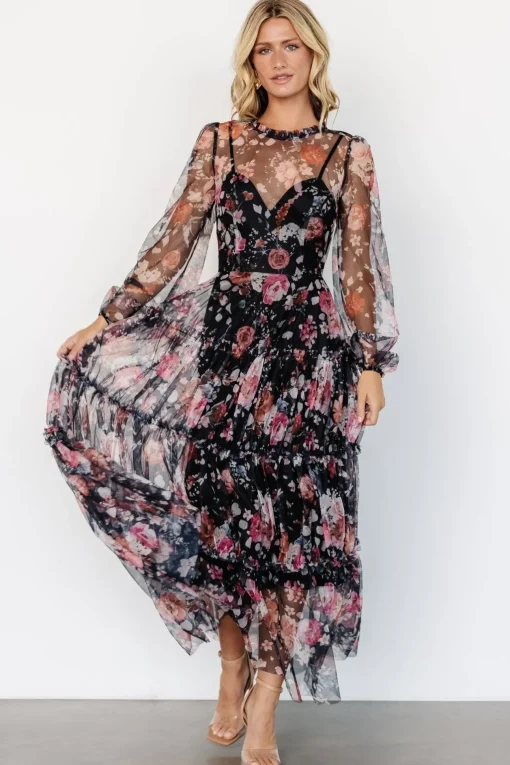 Stephanie Tiered Maxi Dress | Black Floral
