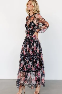 Stephanie Tiered Maxi Dress | Black Floral