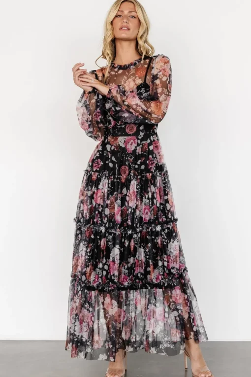 Stephanie Tiered Maxi Dress | Black Floral