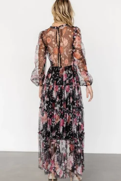 Stephanie Tiered Maxi Dress | Black Floral