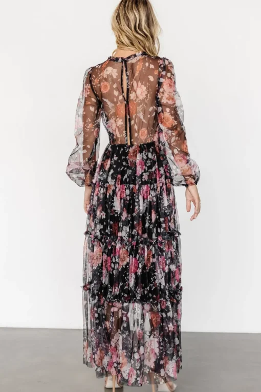 Stephanie Tiered Maxi Dress | Black Floral
