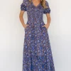 Stockton Smocked Dress | Brown + Blue Floral