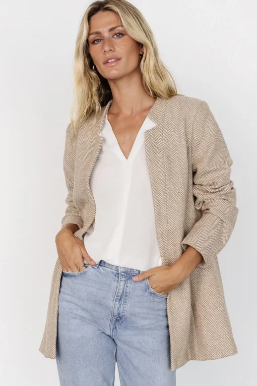 Stratford Open Front Blazer | Natural