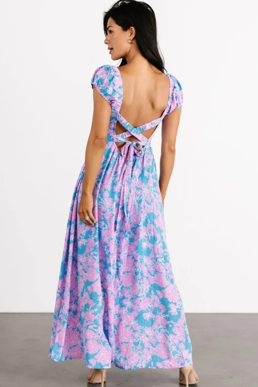 Tabitha Open Back Maxi Dress | Blue + Pink