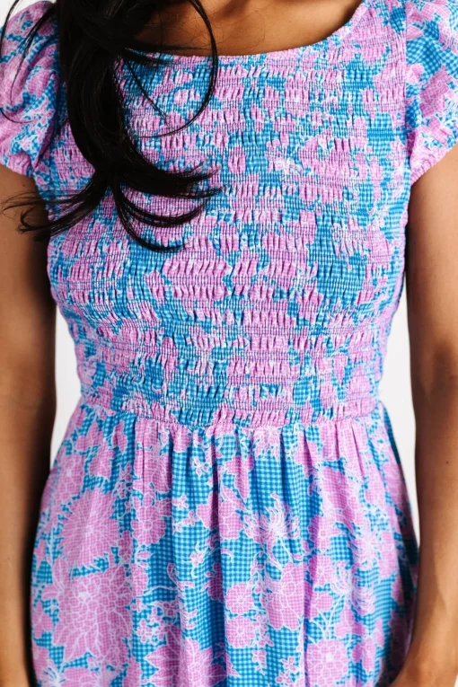 Tabitha Open Back Maxi Dress | Blue + Pink