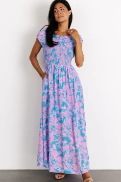 Tabitha Open Back Maxi Dress | Blue + Pink