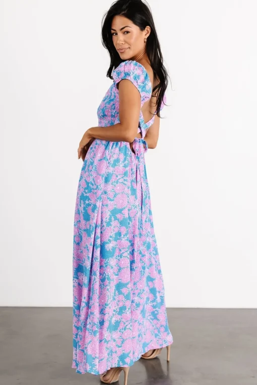 Tabitha Open Back Maxi Dress | Blue + Pink