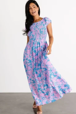 Tabitha Open Back Maxi Dress | Blue + Pink