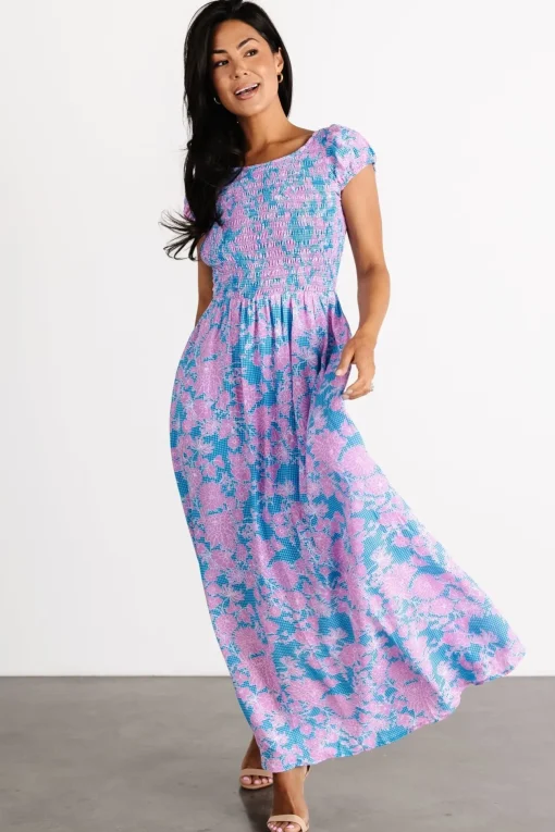 Tabitha Open Back Maxi Dress | Blue + Pink