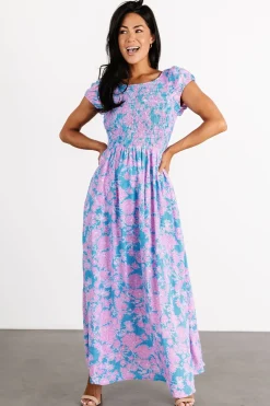 Tabitha Open Back Maxi Dress | Blue + Pink