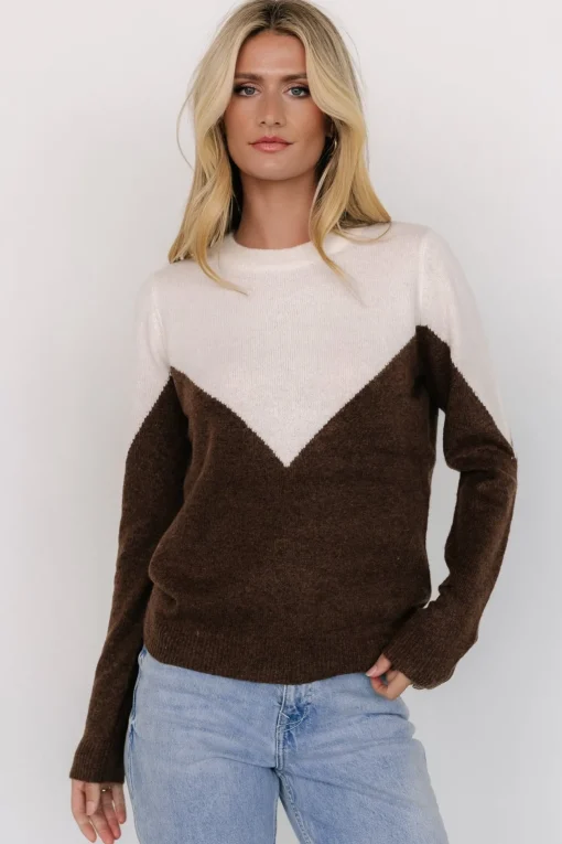 Tanner Sweater | Ivory + Brown