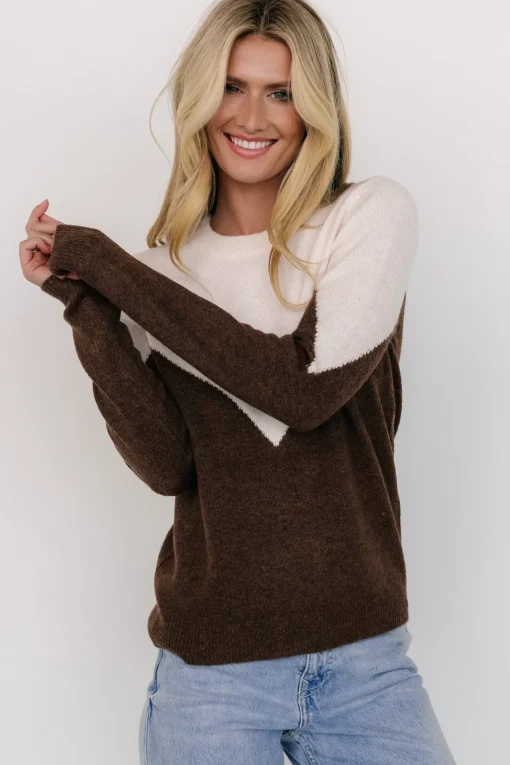 Tanner Sweater | Ivory + Brown