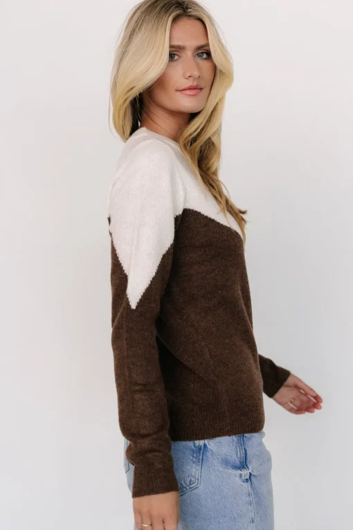 Tanner Sweater | Ivory + Brown