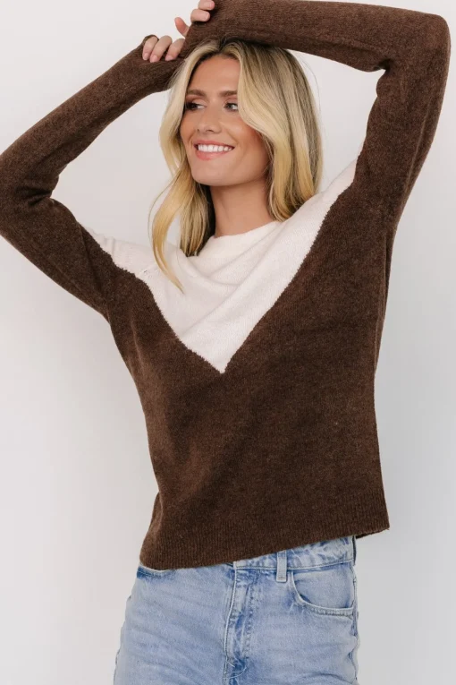 Tanner Sweater | Ivory + Brown