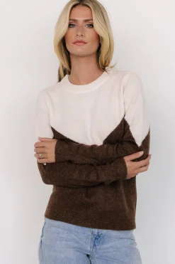 Tanner Sweater | Ivory + Brown