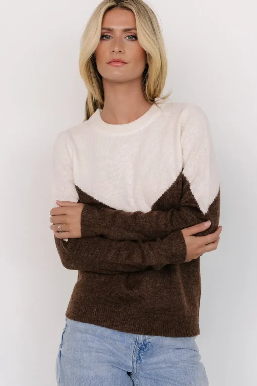 Tanner Sweater | Ivory + Brown