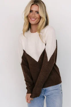 Tanner Sweater | Ivory + Brown