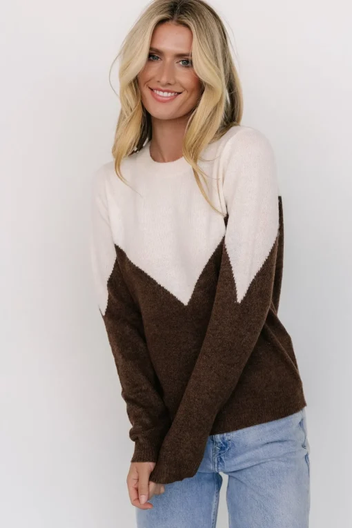 Tanner Sweater | Ivory + Brown