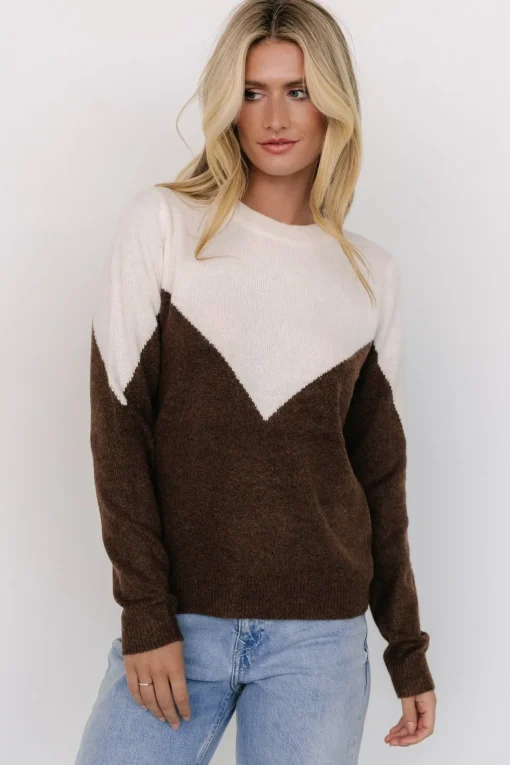 Tanner Sweater | Ivory + Brown