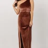 Tatiana Velvet One Shoulder Maxi Dress | Desert Rose