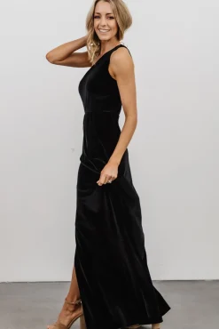 Tatiana Velvet One Shoulder Maxi Dress | Black