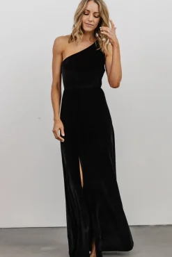 Tatiana Velvet One Shoulder Maxi Dress | Black