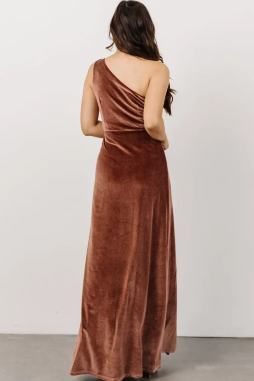 Tatiana Velvet One Shoulder Maxi Dress | Desert Rose