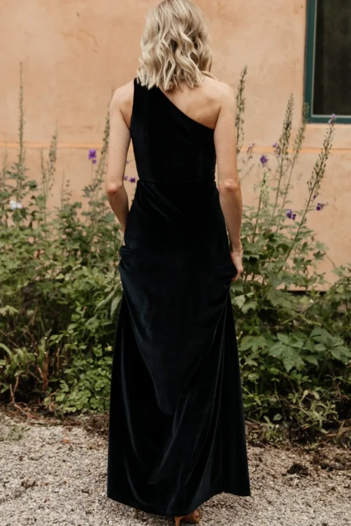 Tatiana Velvet One Shoulder Maxi Dress | Black