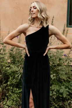 Tatiana Velvet One Shoulder Maxi Dress | Black