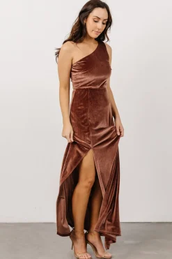 Tatiana Velvet One Shoulder Maxi Dress | Desert Rose