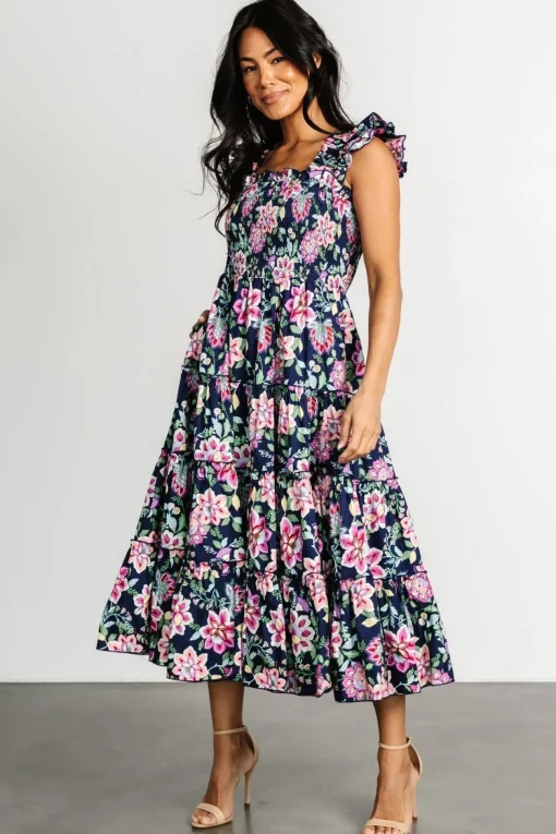 Tatum Smocked Tiered Dress | Navy Multi