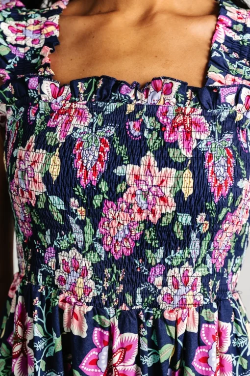 Tatum Smocked Tiered Dress | Navy Multi