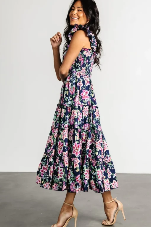 Tatum Smocked Tiered Dress | Navy Multi