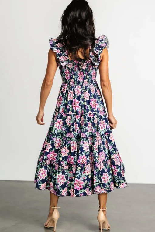 Tatum Smocked Tiered Dress | Navy Multi