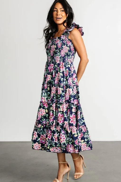 Tatum Smocked Tiered Dress | Navy Multi