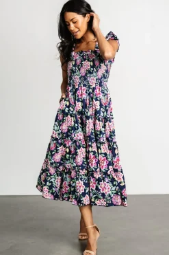 Tatum Smocked Tiered Dress | Navy Multi
