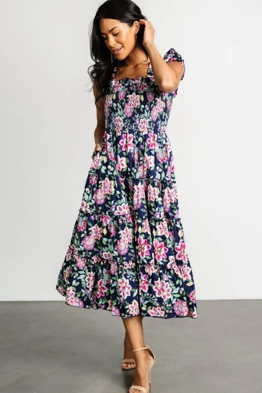 Tatum Smocked Tiered Dress | Navy Multi
